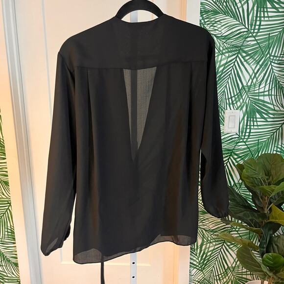 Allsaints Black Sheer Mia Wrap Blouse Small - Picture 5 of 8